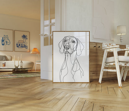 Elegante póster de perro con arte lineal