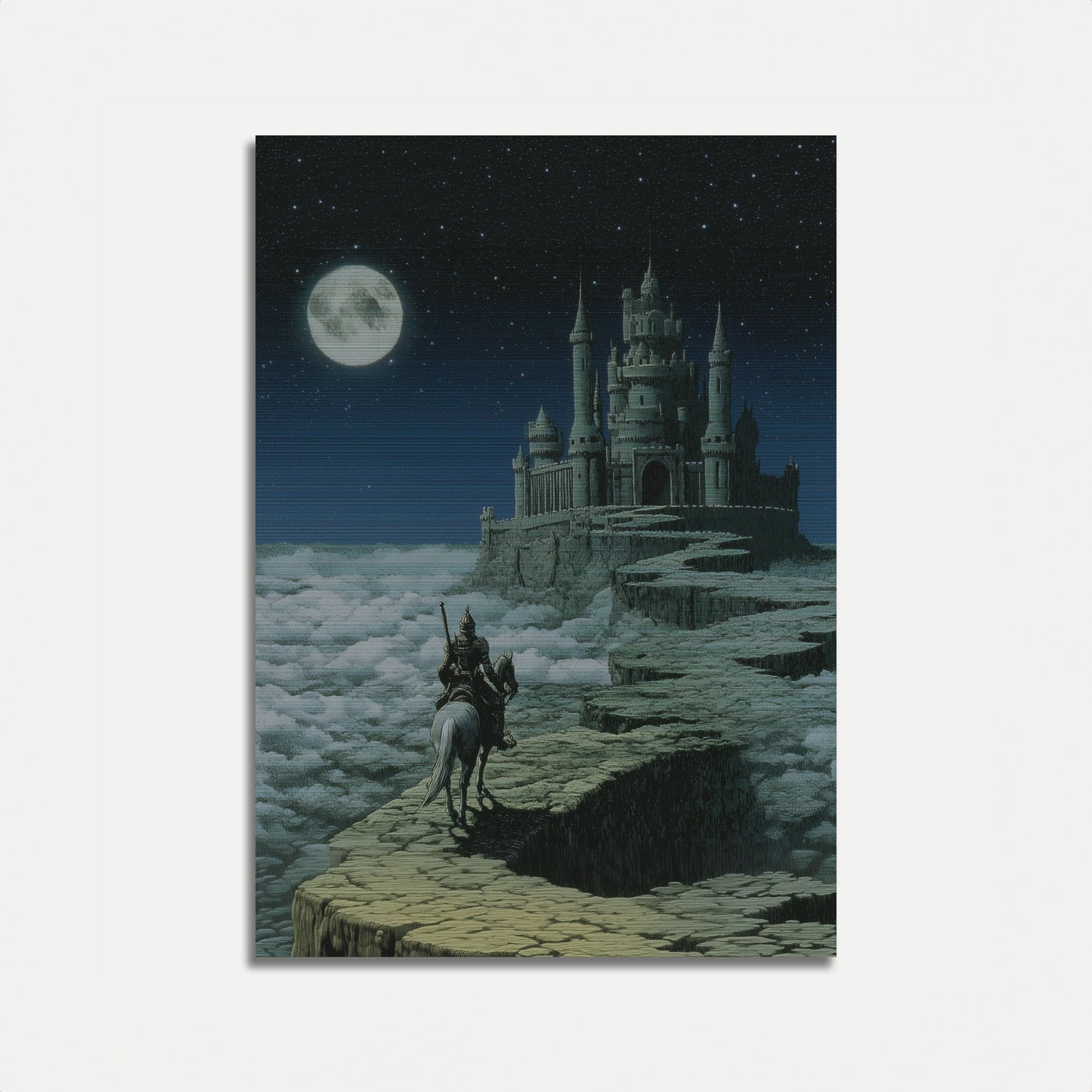 Moonlit Castle Knight Poster