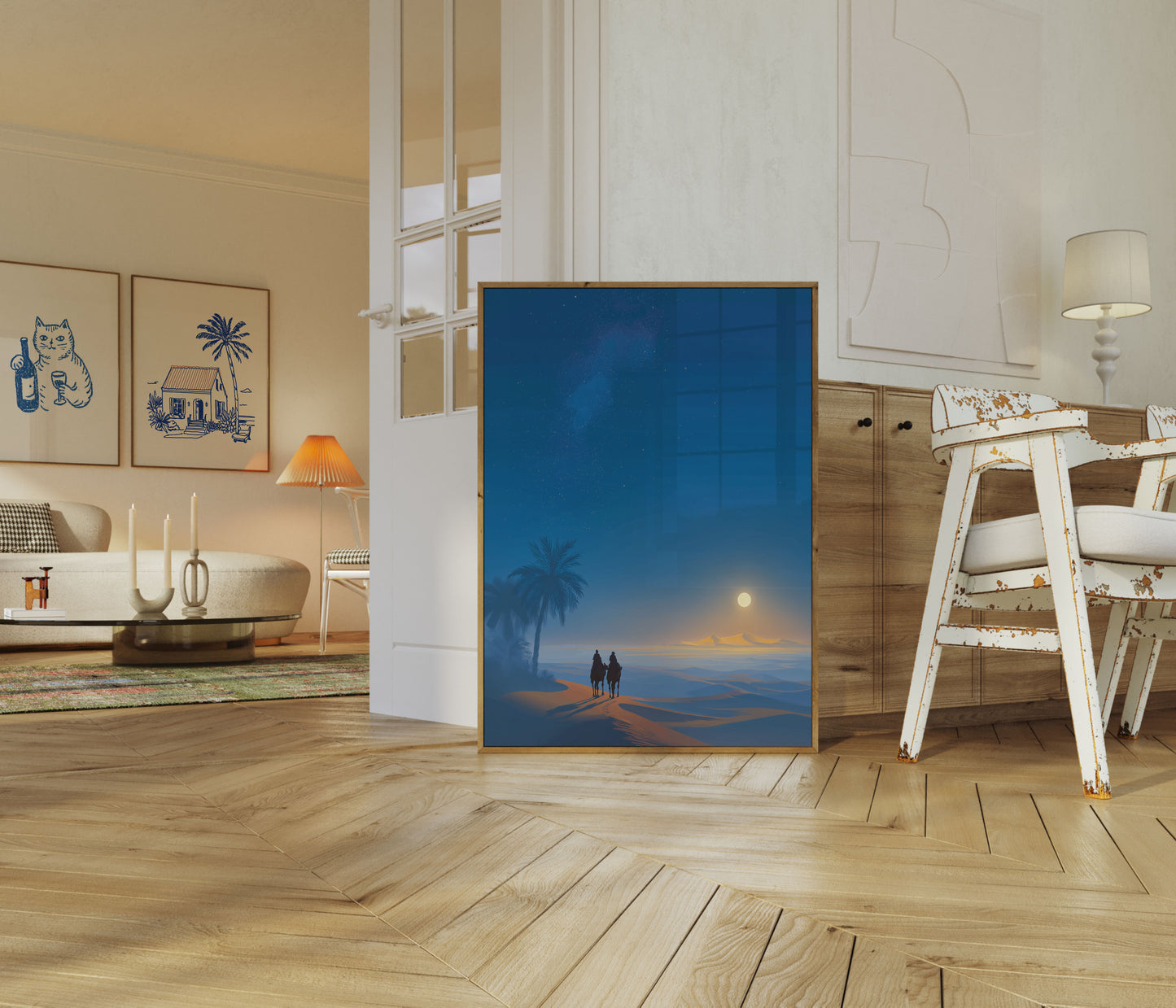 Affiche Caravane du Désert au Clair de Lune