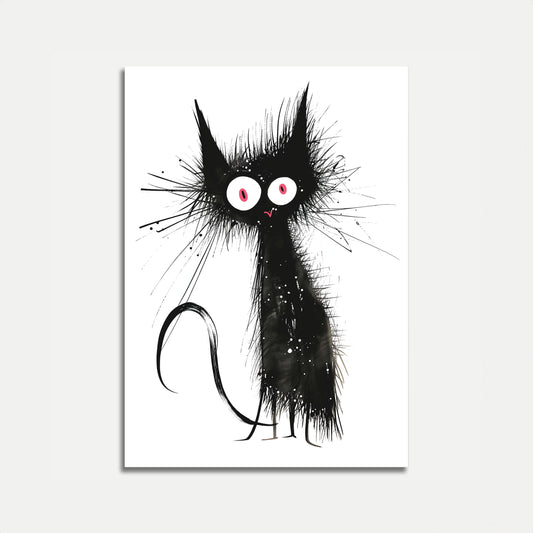 Spiky Startled Black Cat Poster
