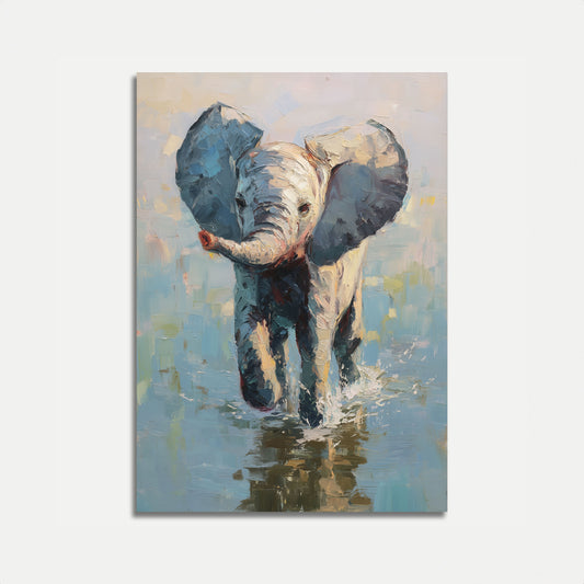 Plakát Mladého Slona Brodícího se Vodou