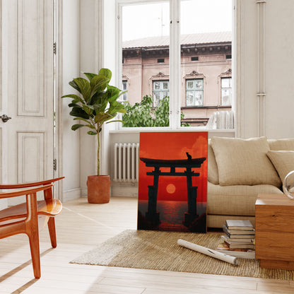 Japanese Torii Gate Sunset Poster