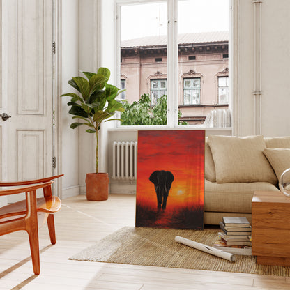 Affiche Éléphant au Coucher de Soleil Africain
