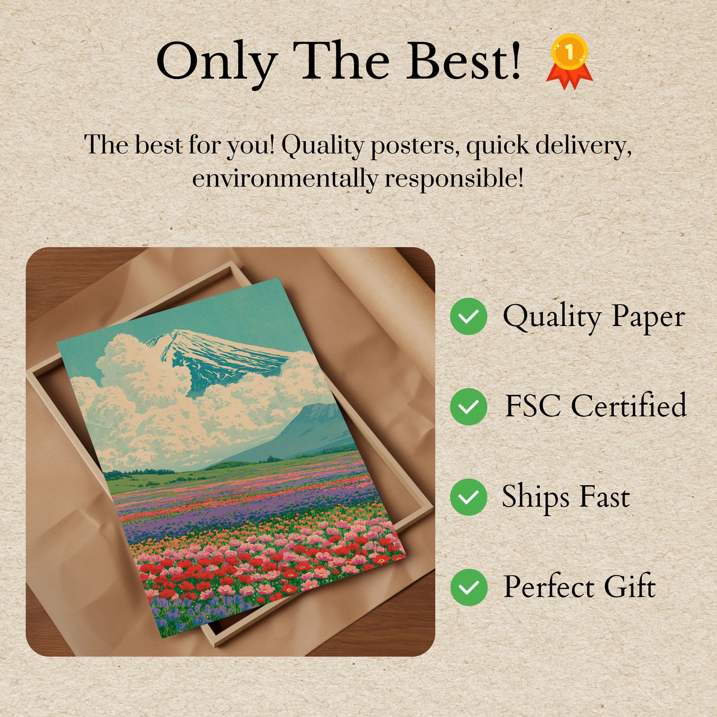 Mount Fuji Flower Field Poster