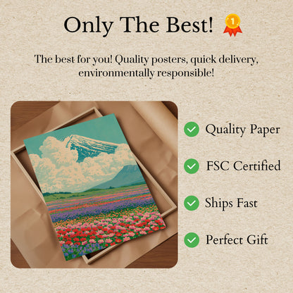Mount Fuji Flower Field Poster