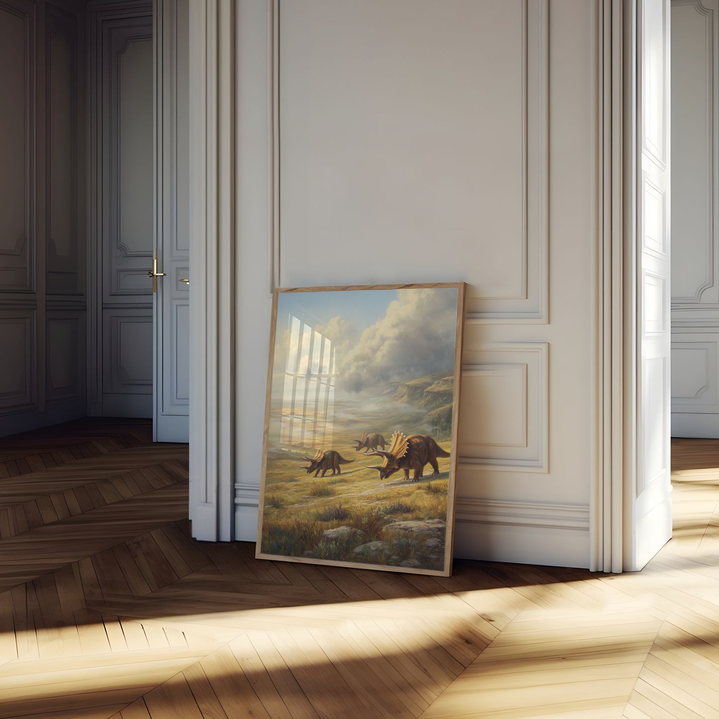 Ancient Triceratops Landscape Poster