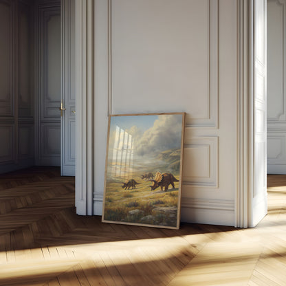 Ancient Triceratops Landscape Poster