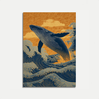 Majestueuze Walvis die door Golven Breekt Poster
