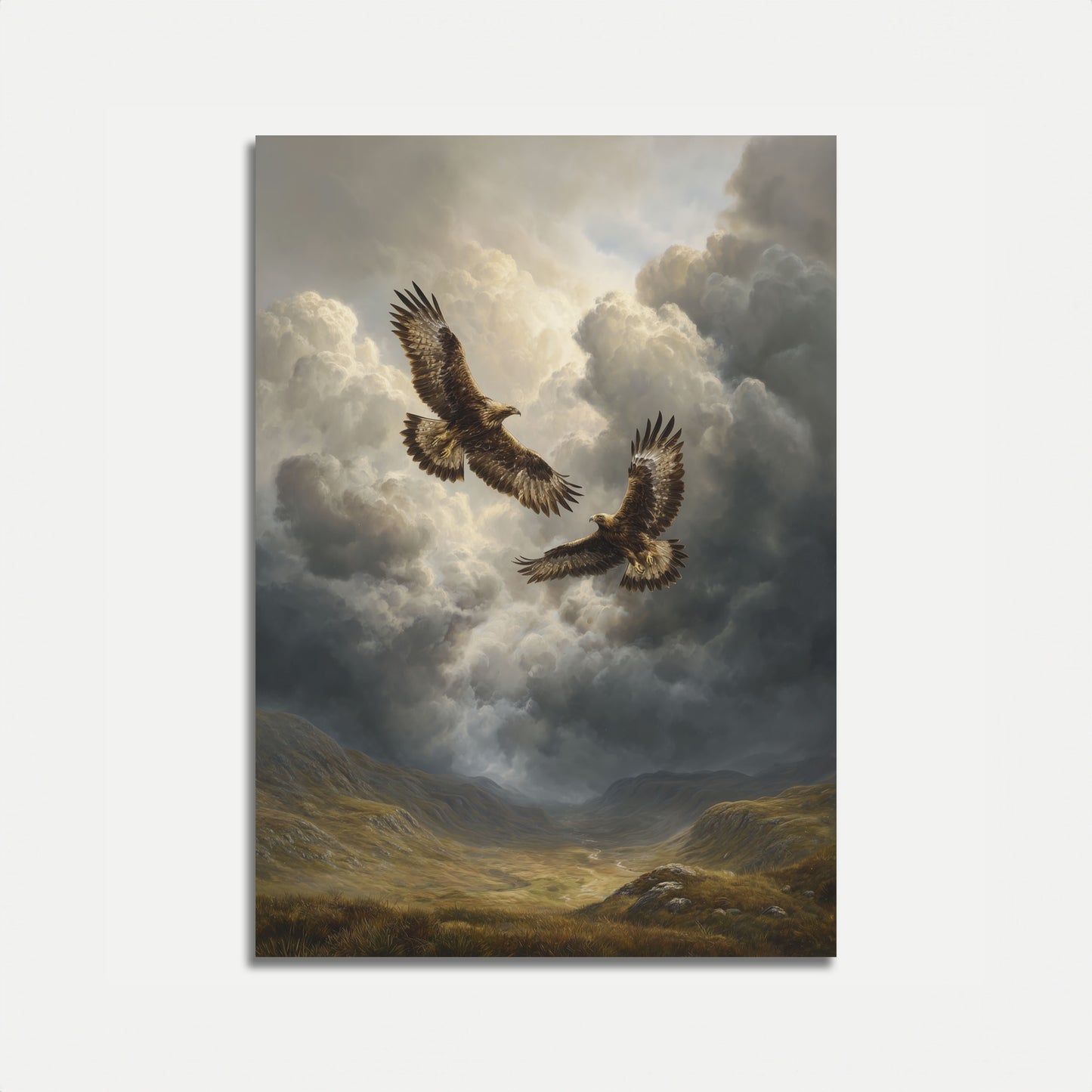 Póster de Águilas Volando a Través de las Nubes