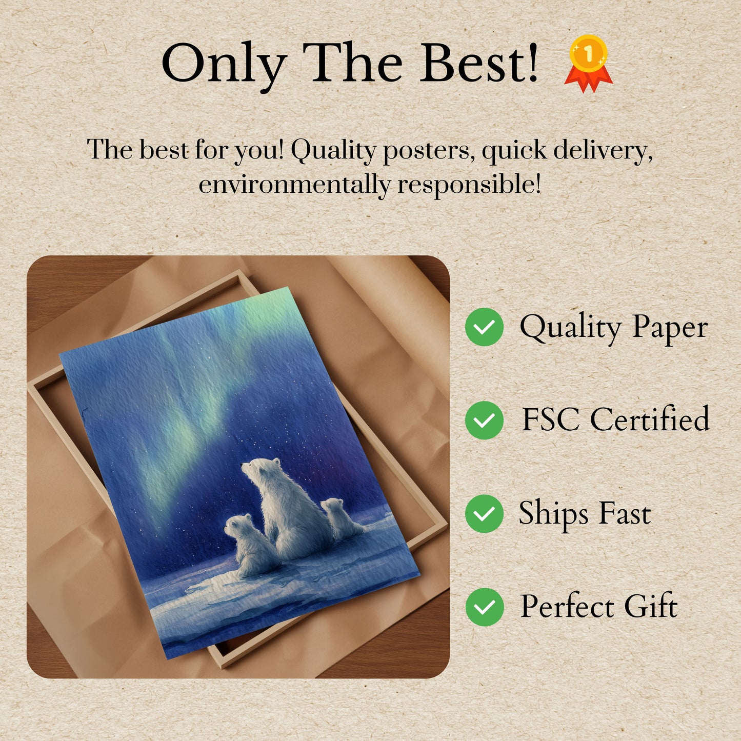 Northern Lights Polar Bears Poster