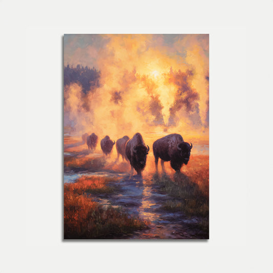 Plakat Stada Bizonów o Wschodzie Słońca