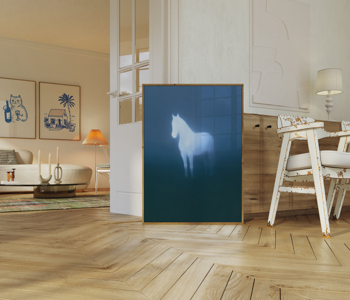 Poster Cavallo Bianco Luminoso