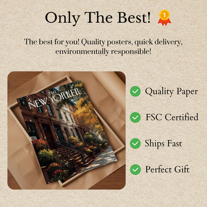 Autumn Brownstone New York Poster