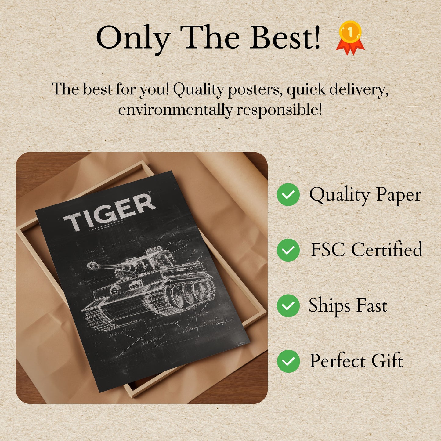 Tiger Tank Technical Blueprint Poster