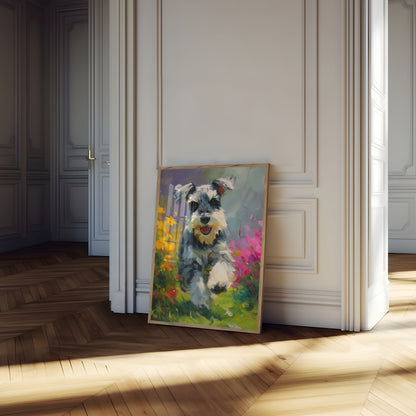 Verspielter Schnauzer Garten Poster
