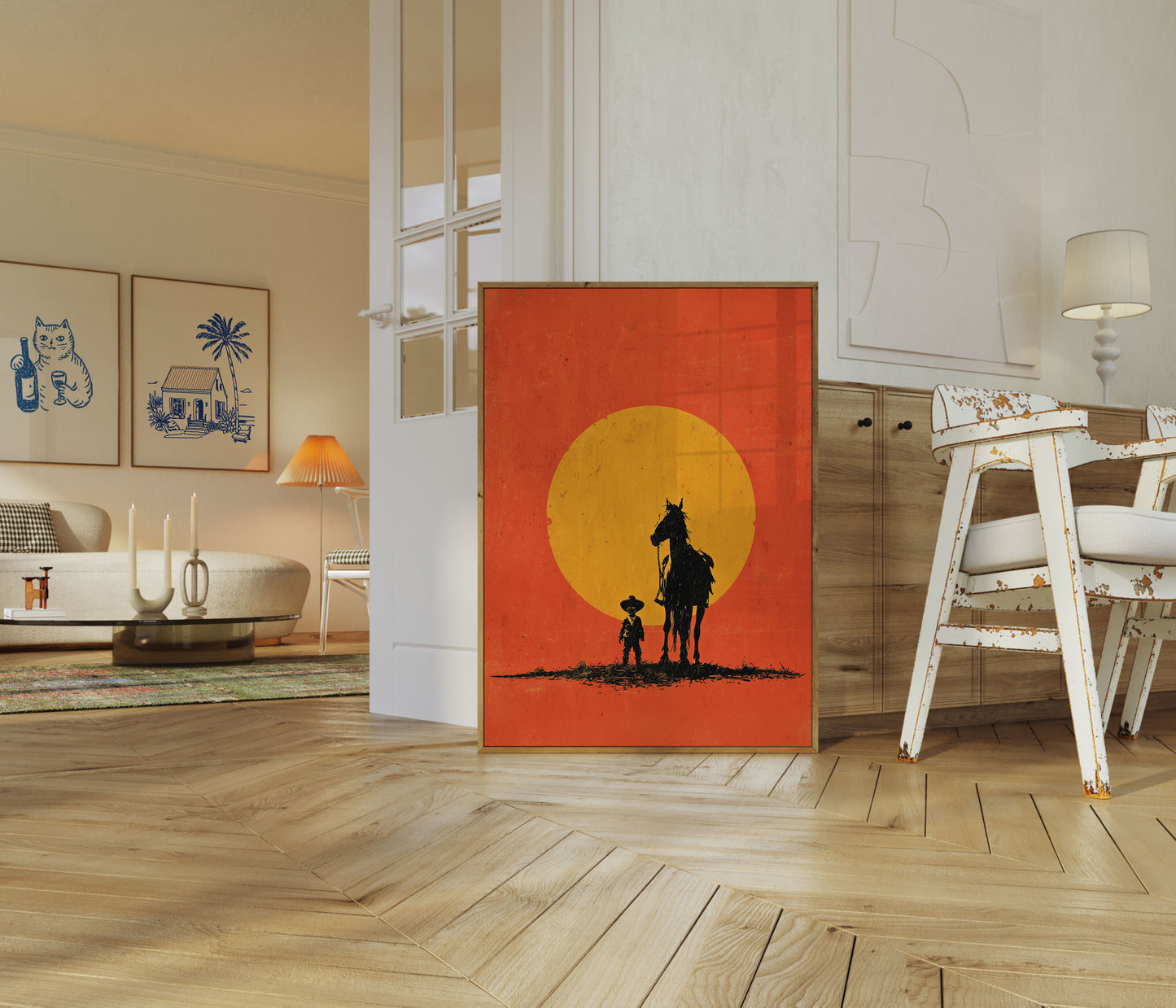 Sonnenuntergang Cowboy Silhouette Poster