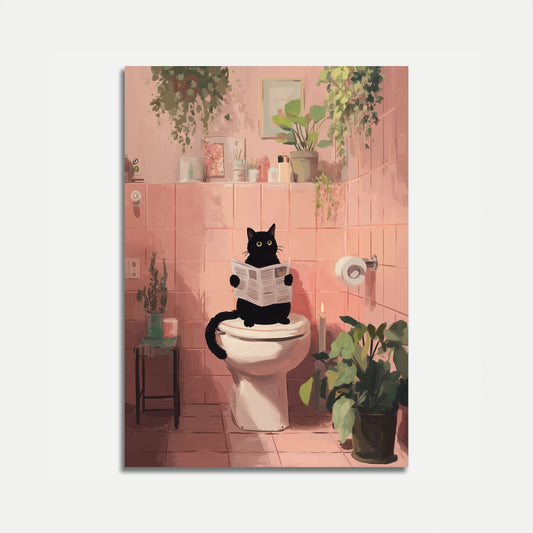 Bathroom Reading Cat Poster