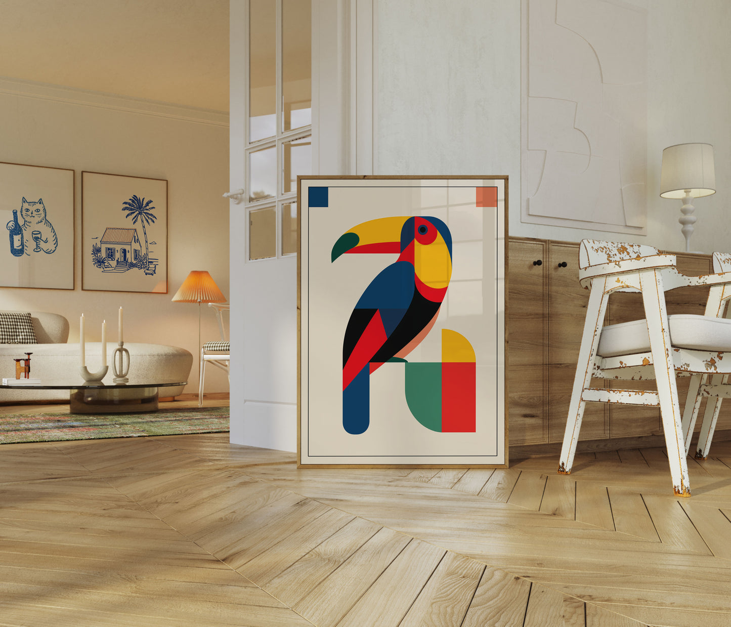 Geometric Toucan Color Poster