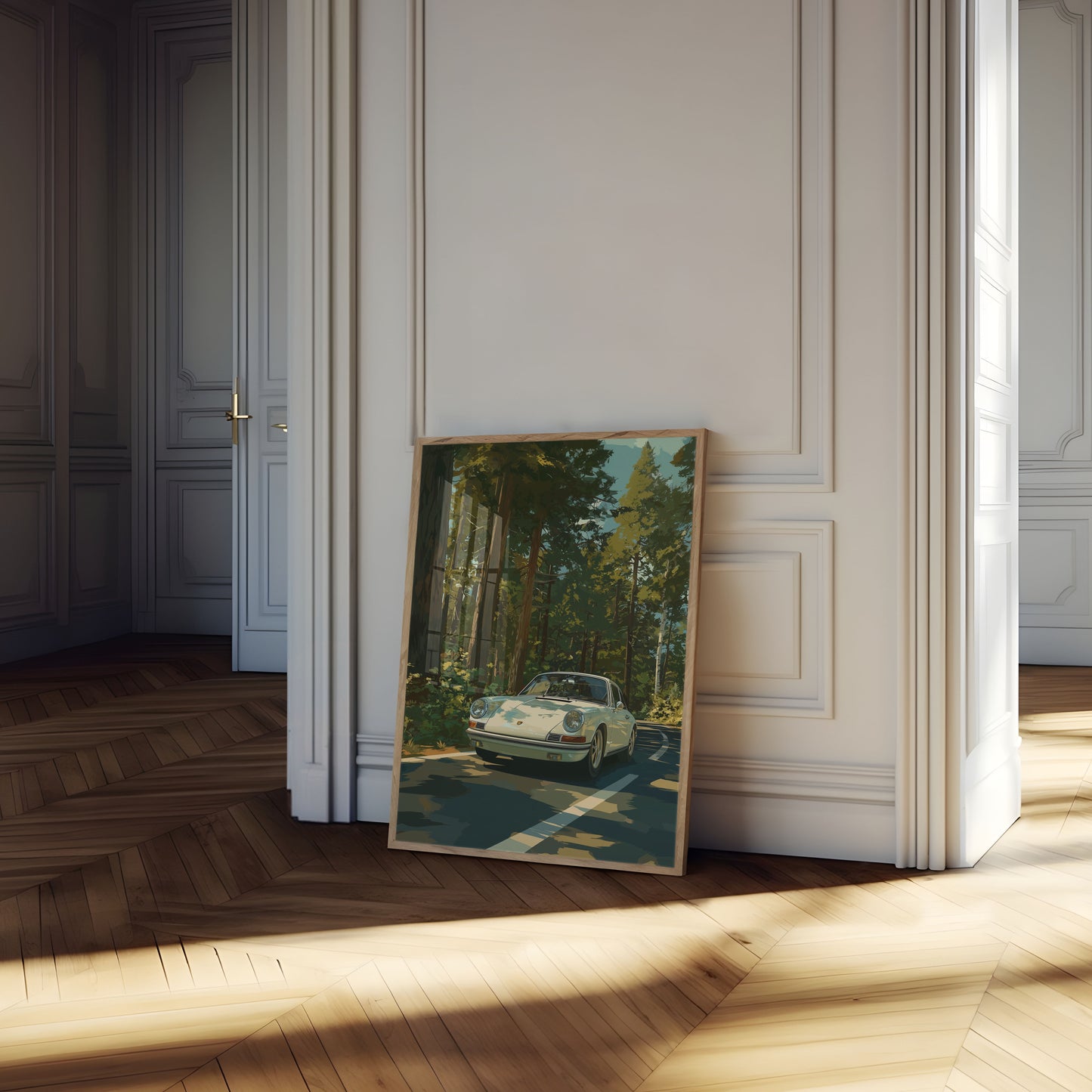 Póster clásico de Porsche en Forest Road