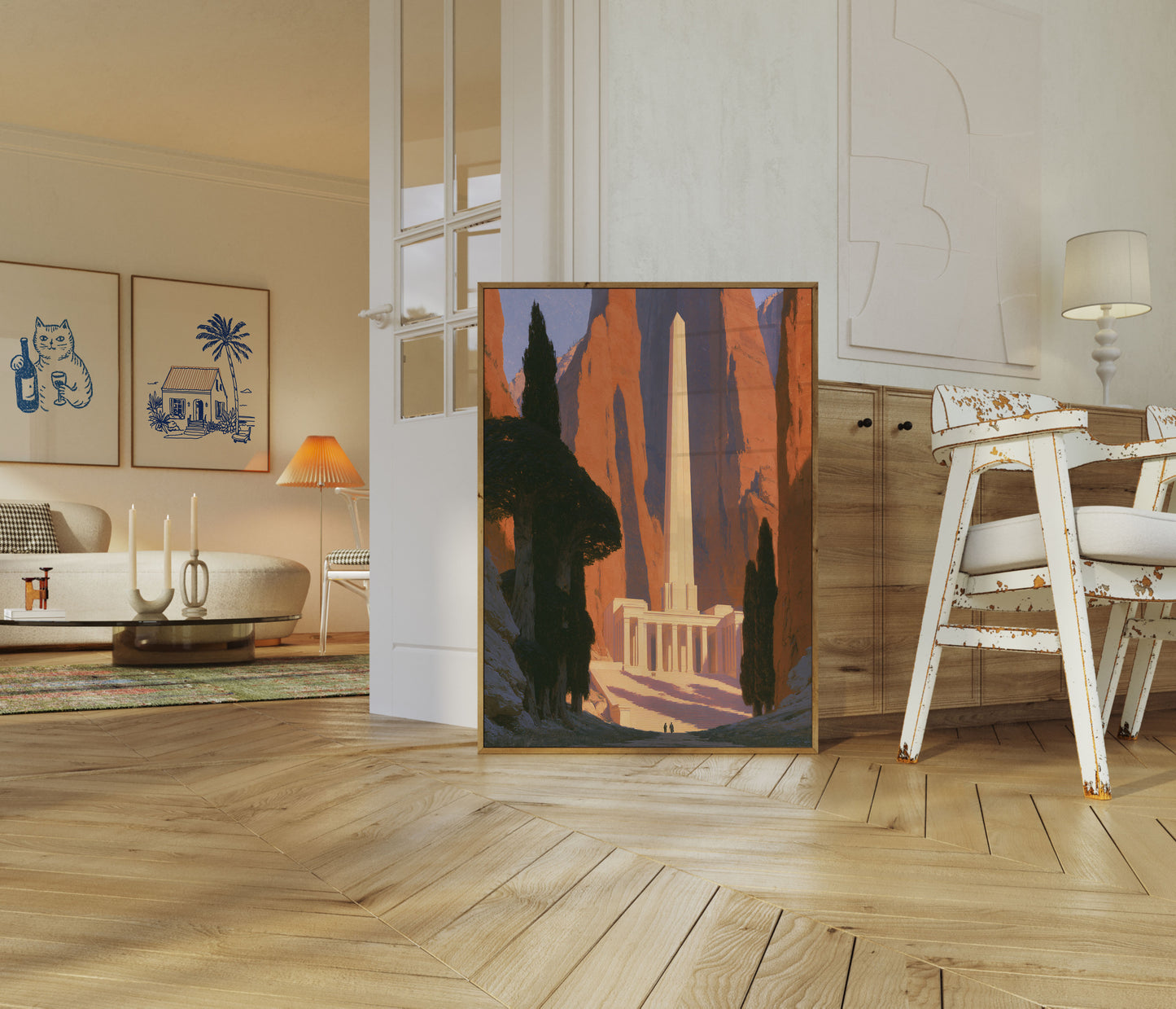 Ancient Temple Canyon Landscape Poster