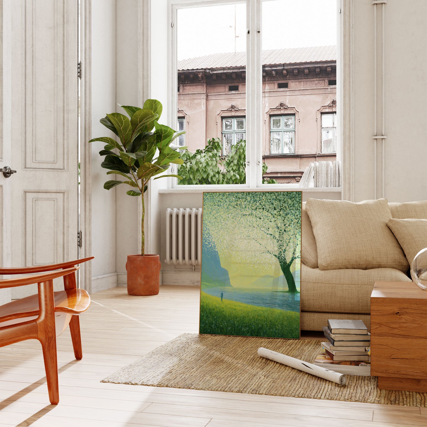 Solitary Figure by Luminous Tree Poster