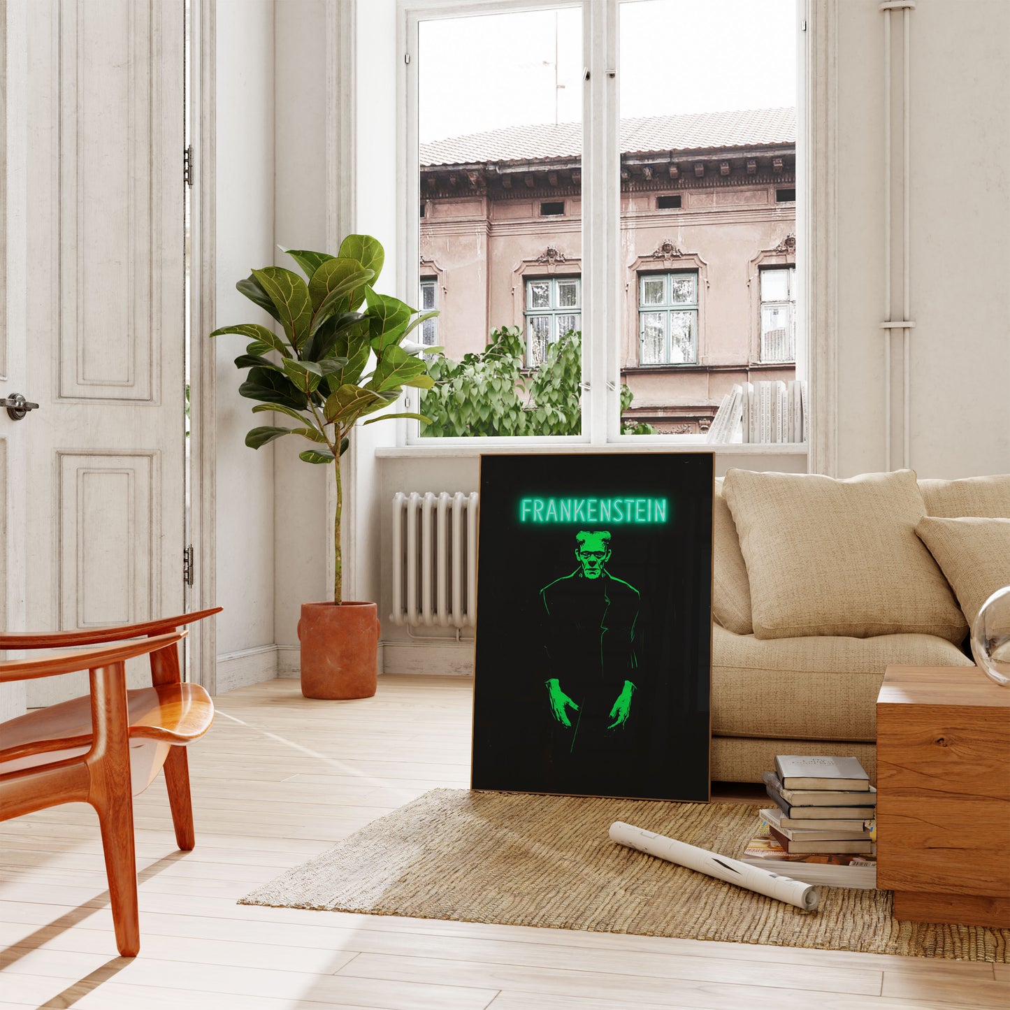 Frankenstein Monster Neon Poster
