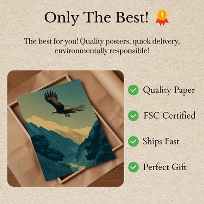 Eagle Soaring Mountain Valley Poster