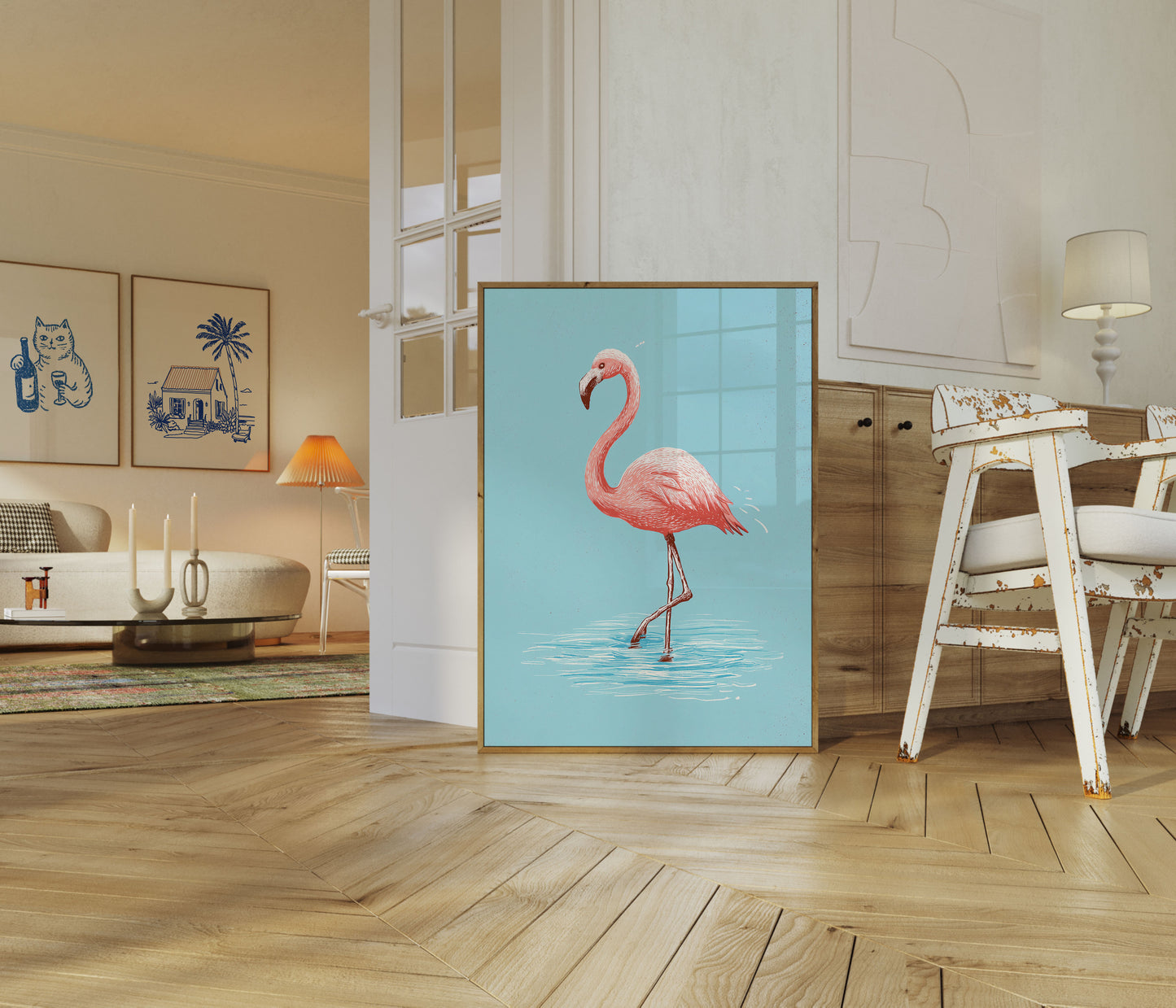 Elegant Flamingo Standing Poster