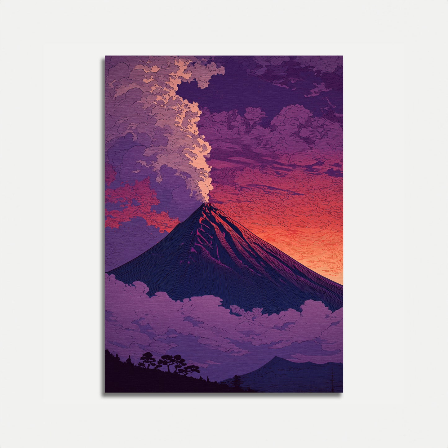 Póster de Atardecer en Montaña Volcánica