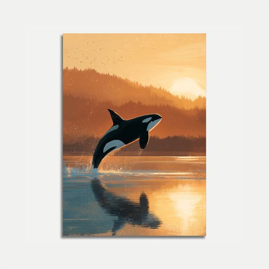 Sunset Orca Leap Poster
