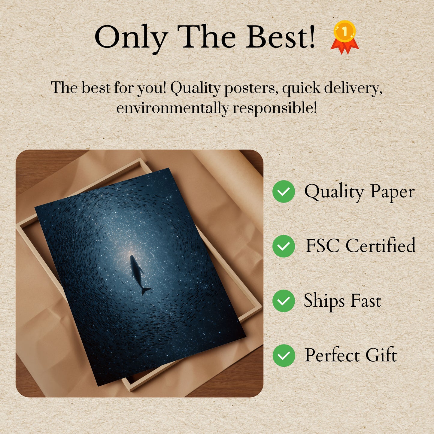 Whale in Starry Ocean Poster