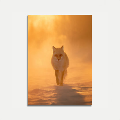 Arctic Fox in Golden Mist Poster