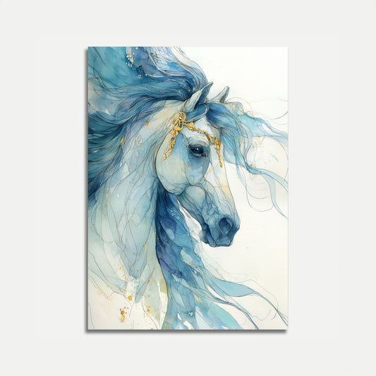 Blue Watercolor Stallion Poster