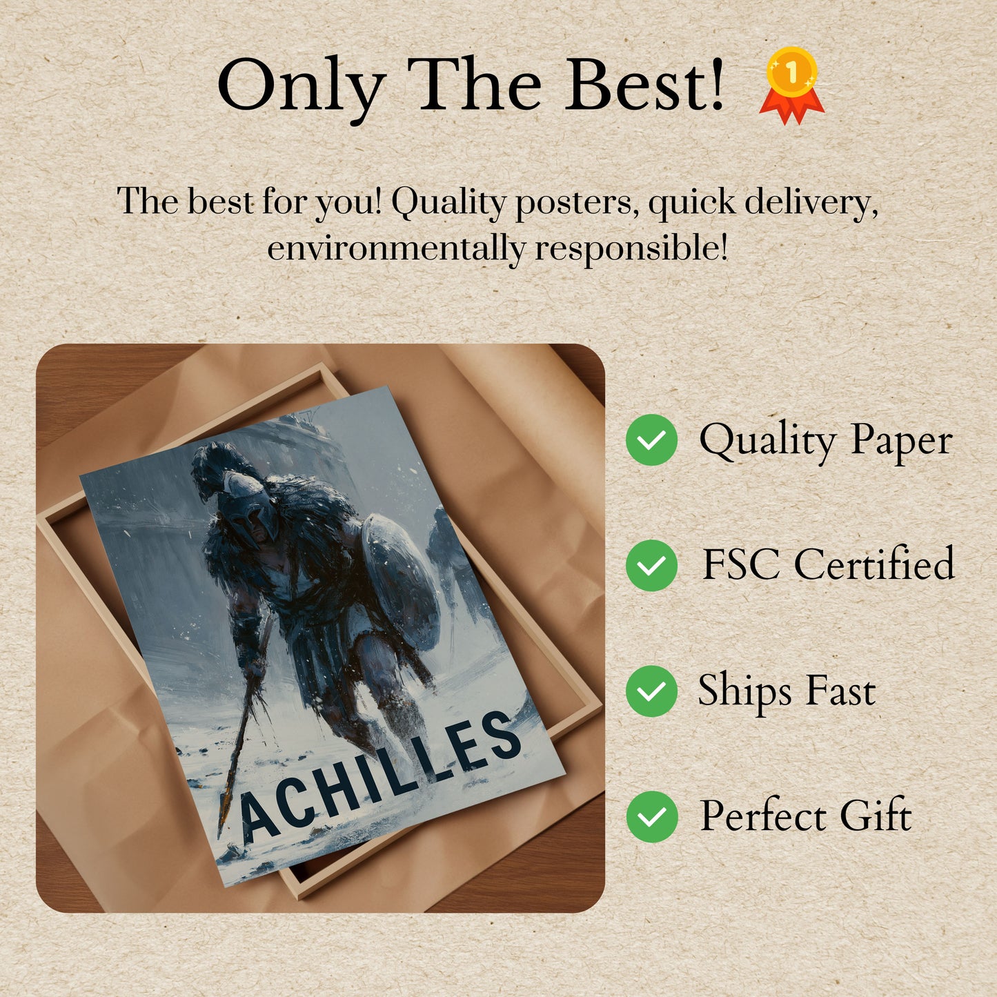 Achilles Warrior in Snow Poster