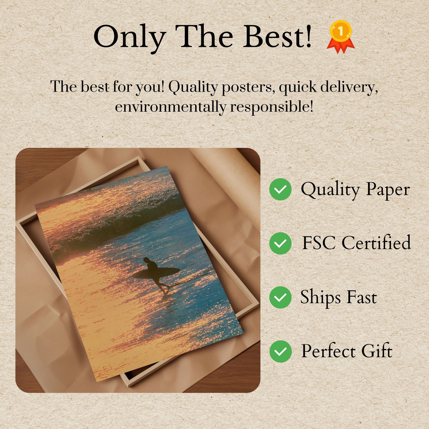 Surfer bei Golden Hour Poster