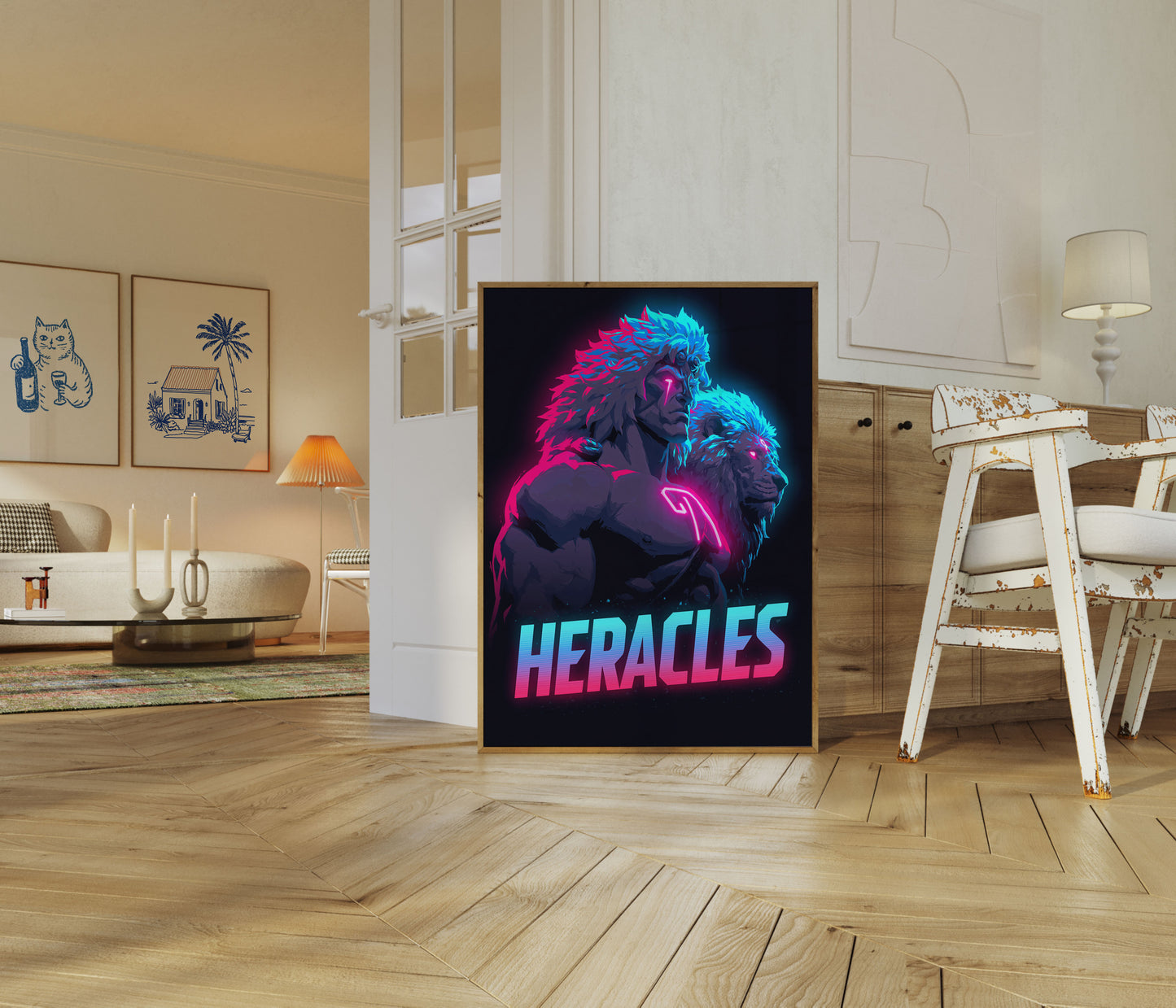 Herakles Neonový Válečník Plakát