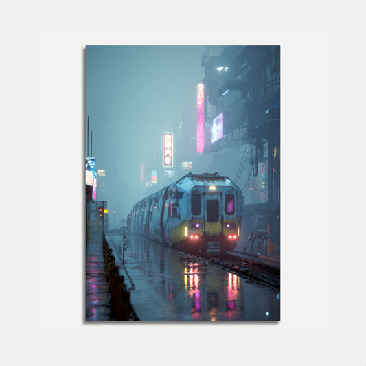 Affiche de Train de la Ville Cyberpunk