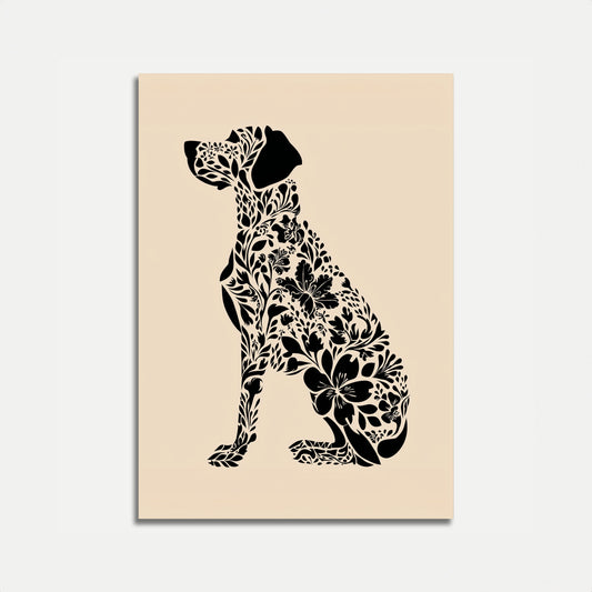 Blumensilhouette Hundepostkarte