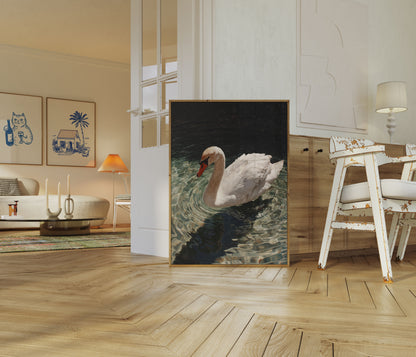 Elegant Swan Water Poster