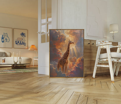 Heavenly Giraffe Sky Poster