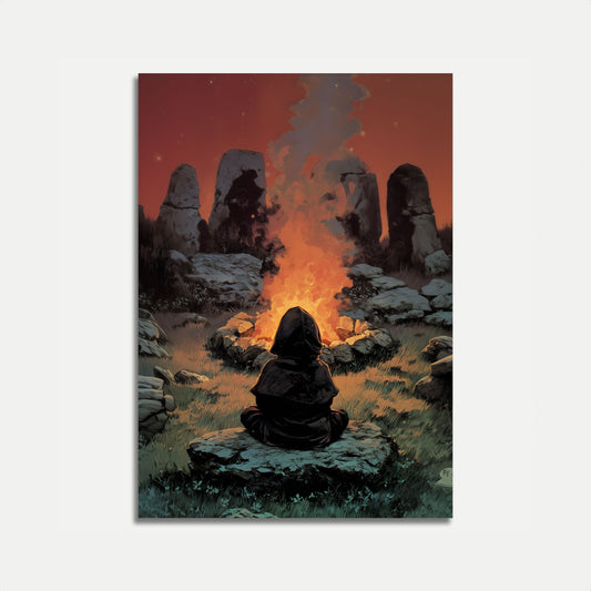 Solitary Meditation by Ancient Stones Poster