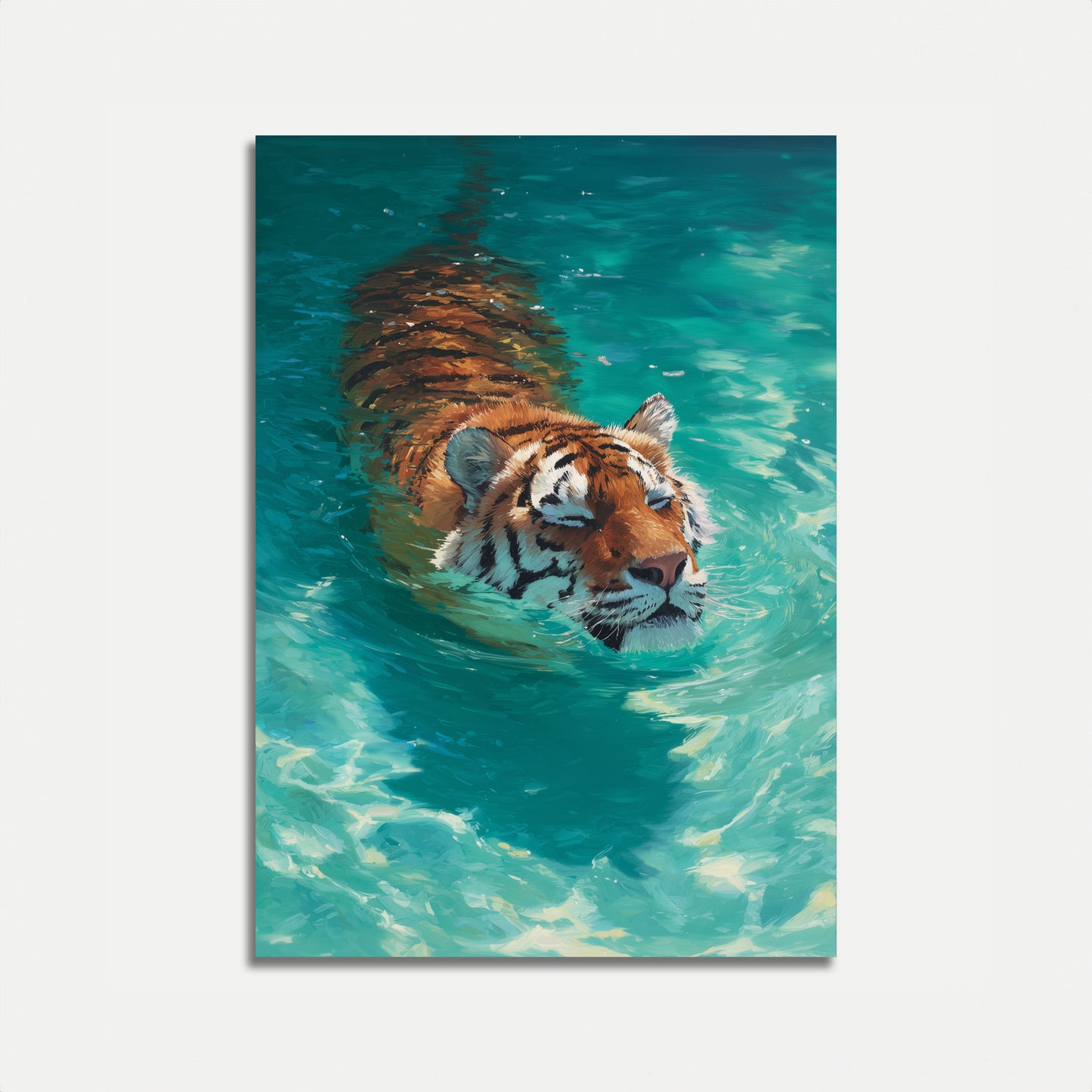 Serene Tiger Swimming Poster