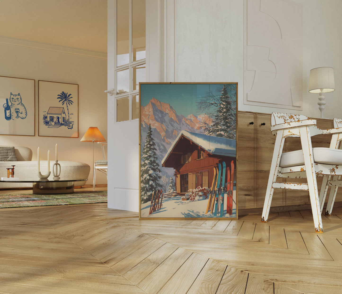 Alpine Ski Cabin Landscape Poster
