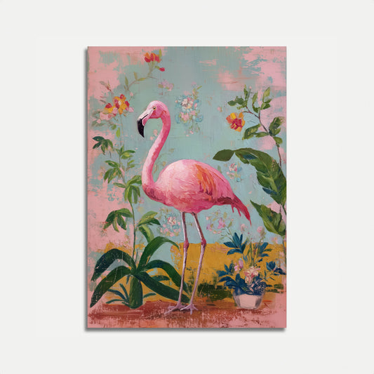 Pink Flamingo Garden Poster