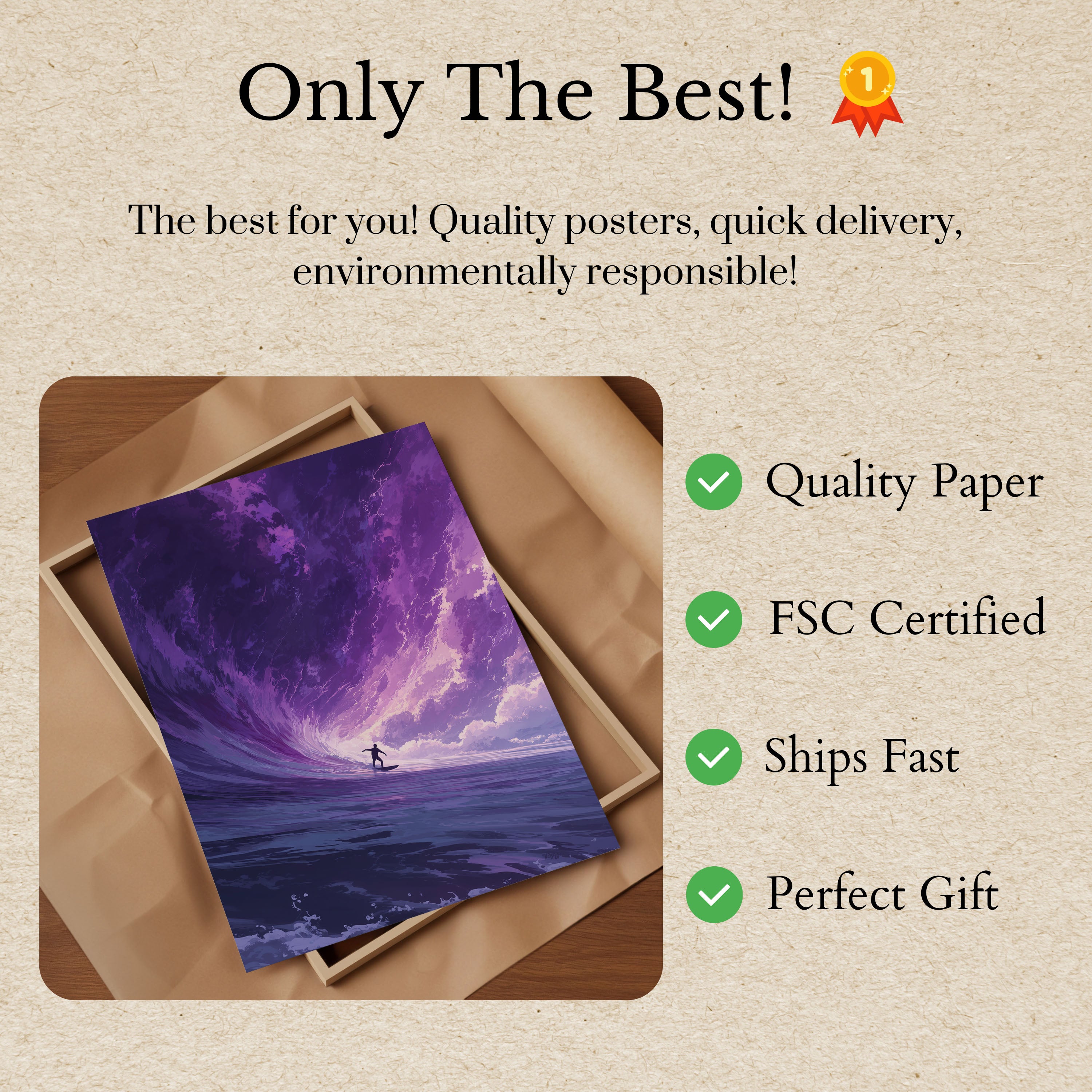Purple Wave Surfing Poster - Cosmic Ocean Art Print – Artisout