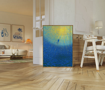 Swimmer Rising to Light Poster