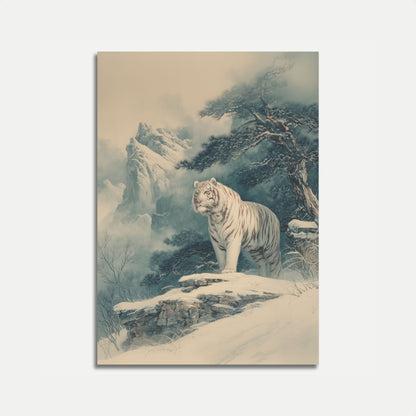 Majestic White Tiger Mountain Poster