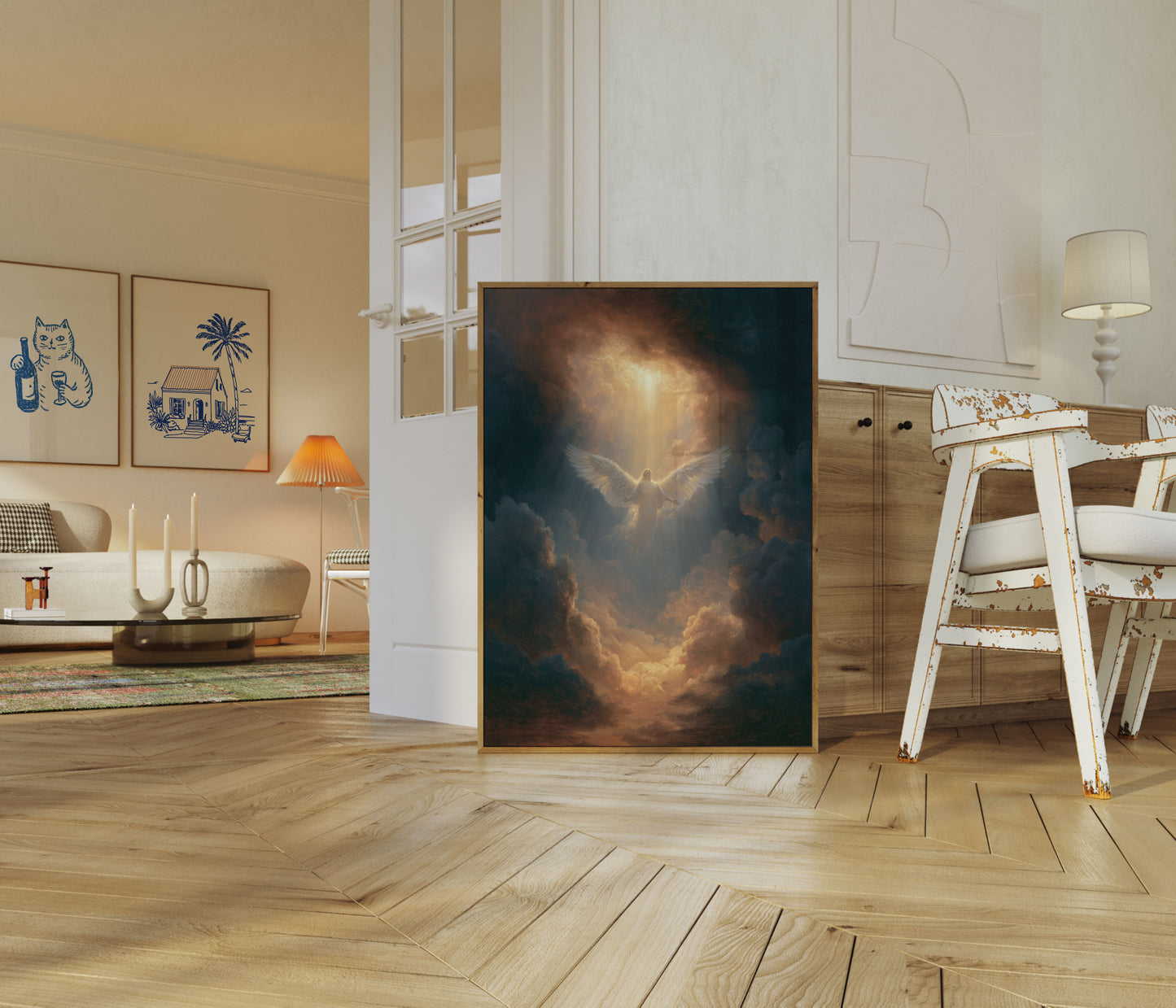 Himmlisk Engel Guddommeligt Lys Plakat