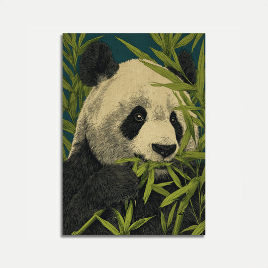 Jättepanda äter bambu affisch