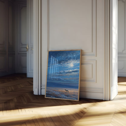 Ulv Under Månelyst Himmel Plakat